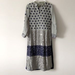 Brand New Gray and Blue Pakistani Dress